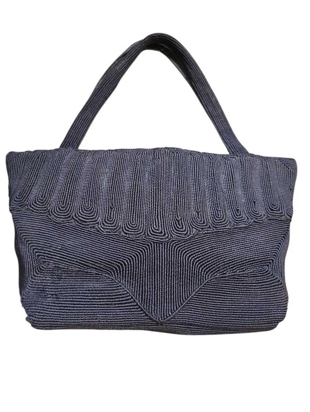 Vintage Corde Black Handbag, 10.5 X 11.5 Inches
